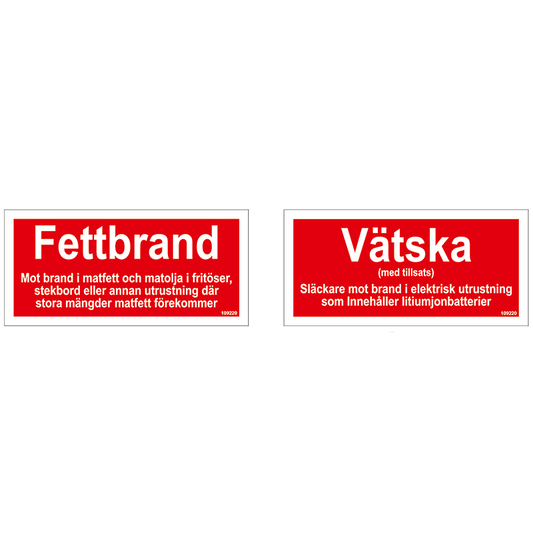 Tilläggsskylt Fettbrand / Vätska Litium