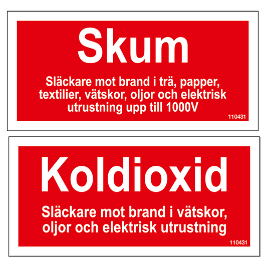 Tilläggsskylt Koldioxid / Skum